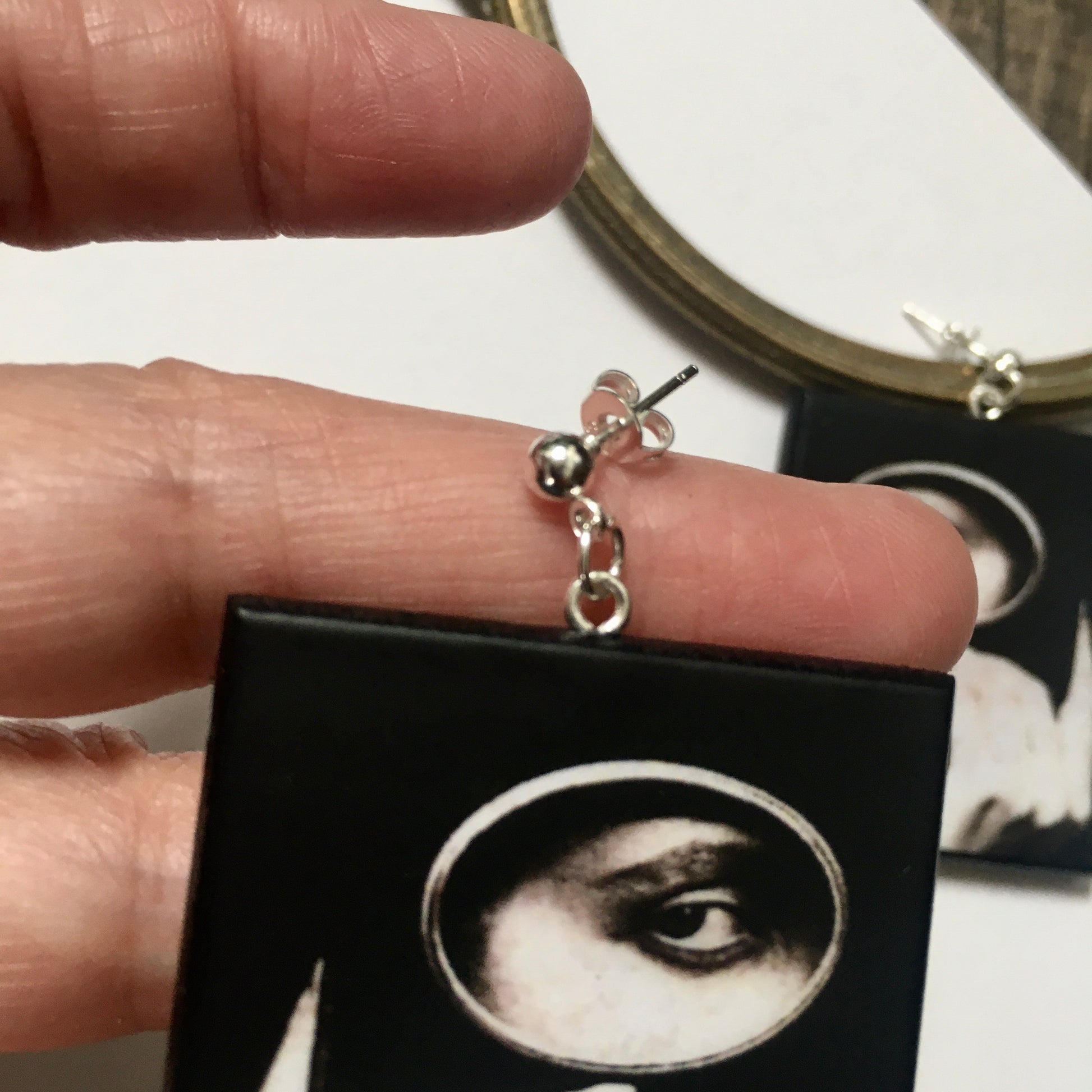Museum-Inspired Sustainable Earrings Mysterious gaze earrings Obljewellery