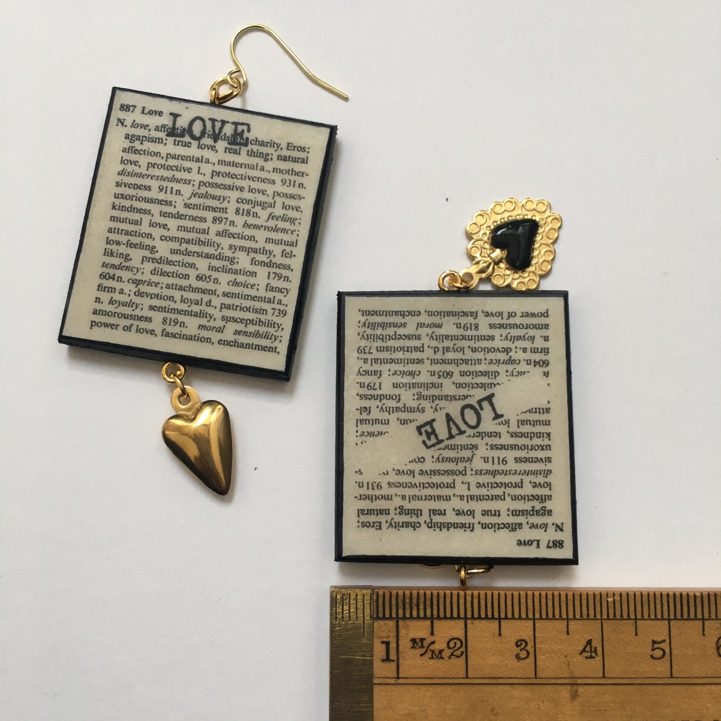 Museum-Inspired Sustainable Earrings Love Thesaurus word Obljewellery
