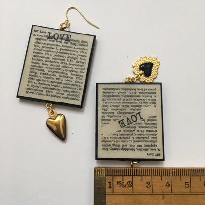 Museum-Inspired Sustainable Earrings Love Thesaurus word Obljewellery