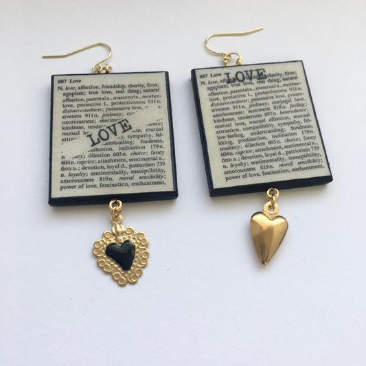 Museum-Inspired Sustainable Earrings Love Thesaurus word Obljewellery