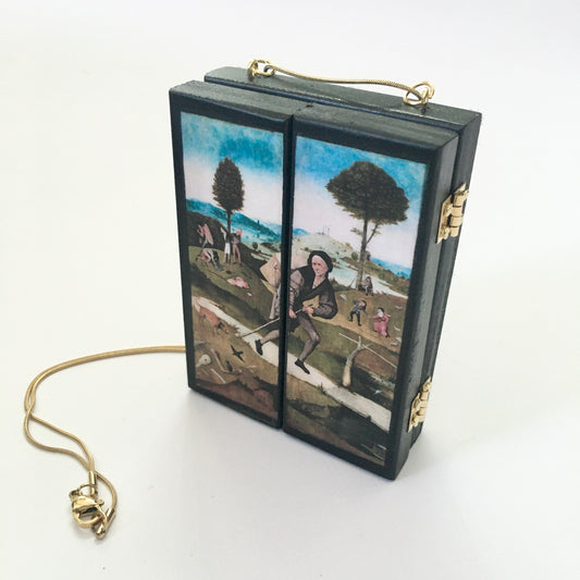 Museum-Inspired Sustainable Necklace Hieronymus Bosch, miniature triptych necklace Obljewellery
