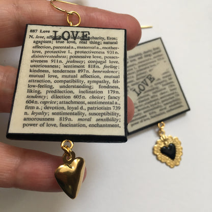 Museum-Inspired Sustainable Earrings Love Thesaurus word Obljewellery