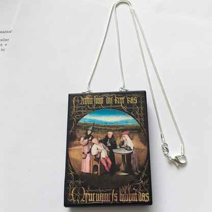 Museum-Inspired Sustainable Necklace Hieronymus Bosch, Cutting the Stone necklace Obljewellery