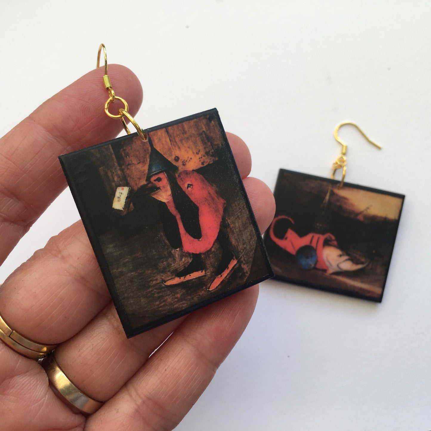 Museum-Inspired Sustainable Earrings Hieronymus Bosch art details earrings Obljewellery