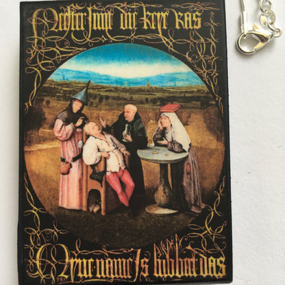 Museum-Inspired Sustainable Necklace Hieronymus Bosch, Cutting the Stone necklace Obljewellery