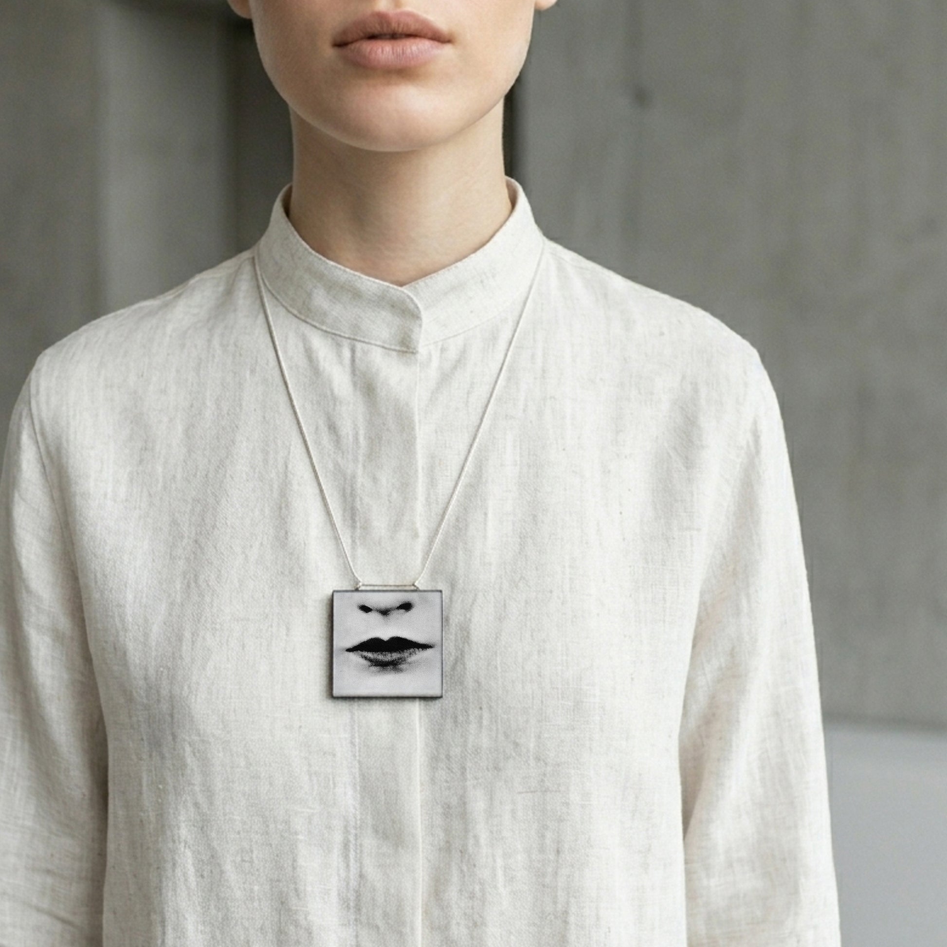 Museum-Inspired Sustainable Necklace Lips Pop art necklace Obljewellery