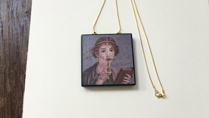 Sappho necklace, portrait fresco from Pompeii