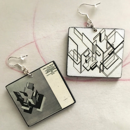 Museum-Inspired Sustainable Earrings De Stijl, Theo van Doesburg art earrings. Obljewellery