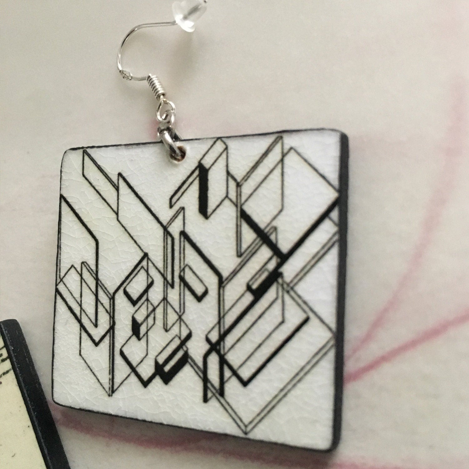 Museum-Inspired Sustainable Earrings De Stijl, Theo van Doesburg art earrings. Obljewellery