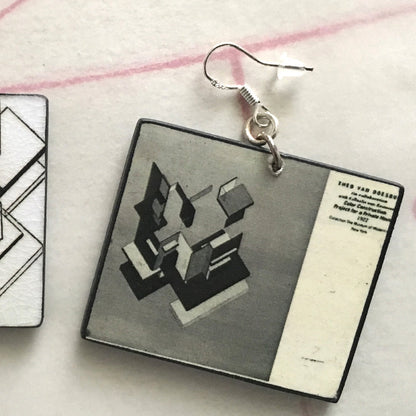 Museum-Inspired Sustainable Earrings De Stijl, Theo van Doesburg art earrings. Obljewellery