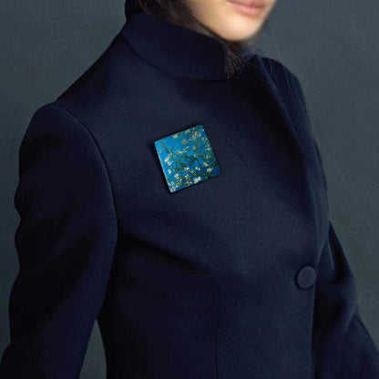 Museum-Inspired Sustainable Brooches Turquoise Art Brooch. Van Gogh Jewellery. Art Gift Obljewellery