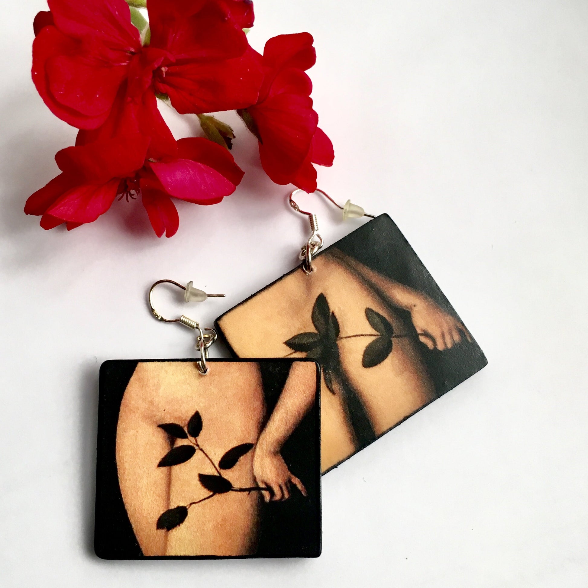 Museum-Inspired Sustainable Earrings Cranach inspired art earrings. Adam and Eve. Obljewellery