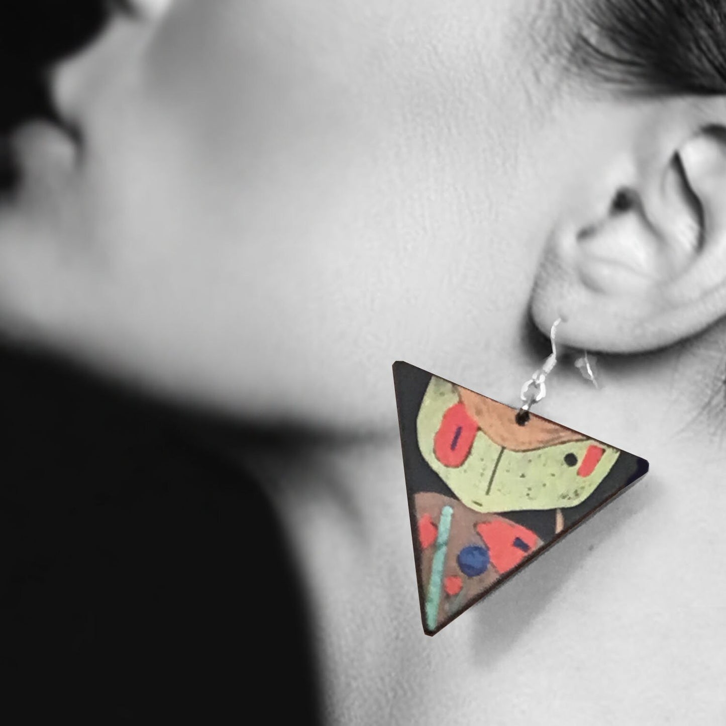 Museum-Inspired Sustainable Earrings Paul Klee, art earrings. Sustainable artsy gift. Obljewellery