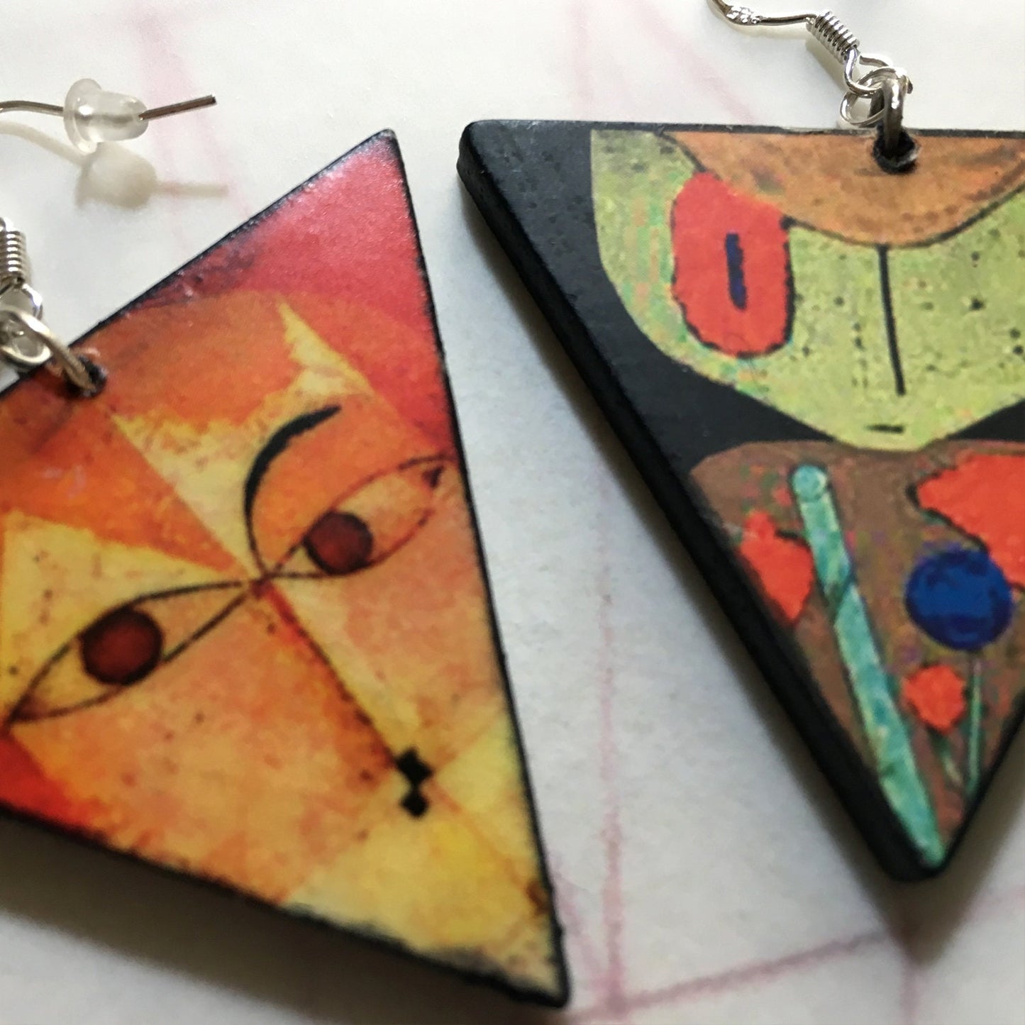 Museum-Inspired Sustainable Earrings Paul Klee, art earrings. Sustainable artsy gift. Obljewellery