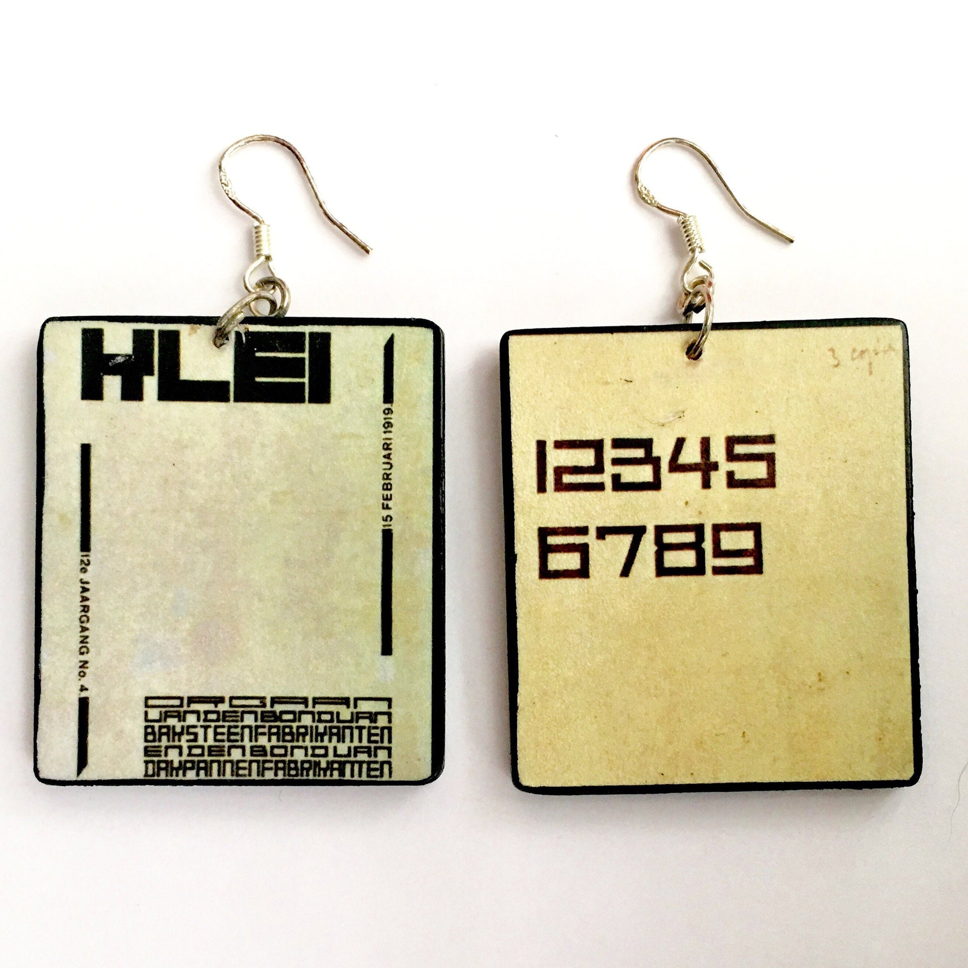 Museum-Inspired Sustainable Earrings Theo Van Doesburg, inspired art earrings Obljewellery