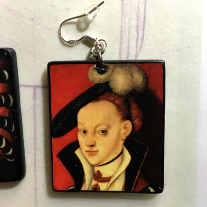 Museum-Inspired Sustainable Earrings Lucas Cranach art earrings Obljewellery