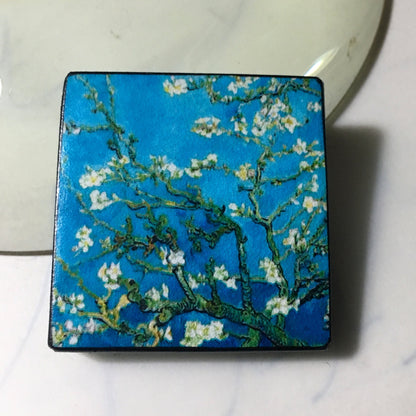 Museum-Inspired Sustainable Brooches Turquoise Art Brooch. Van Gogh Jewellery. Art Gift Obljewellery