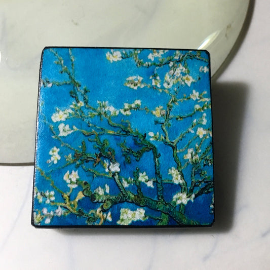 Museum-Inspired Sustainable Brooches Turquoise Art Brooch. Van Gogh Jewellery. Art Gift Obljewellery