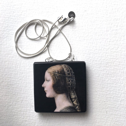 Museum-Inspired Sustainable Necklace Personalized Necklace,Leonardo da Vinci -Inspirational Gift- Square Choker. Obljewellery