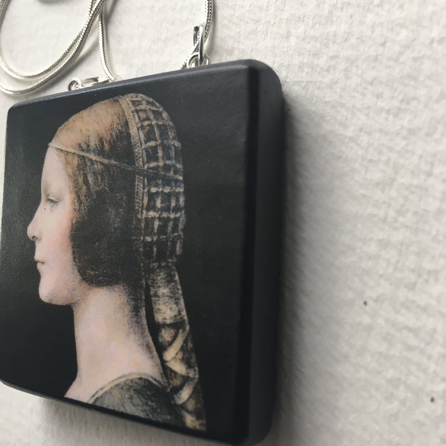 Museum-Inspired Sustainable Necklace Personalized Necklace,Leonardo da Vinci -Inspirational Gift- Square Choker. Obljewellery