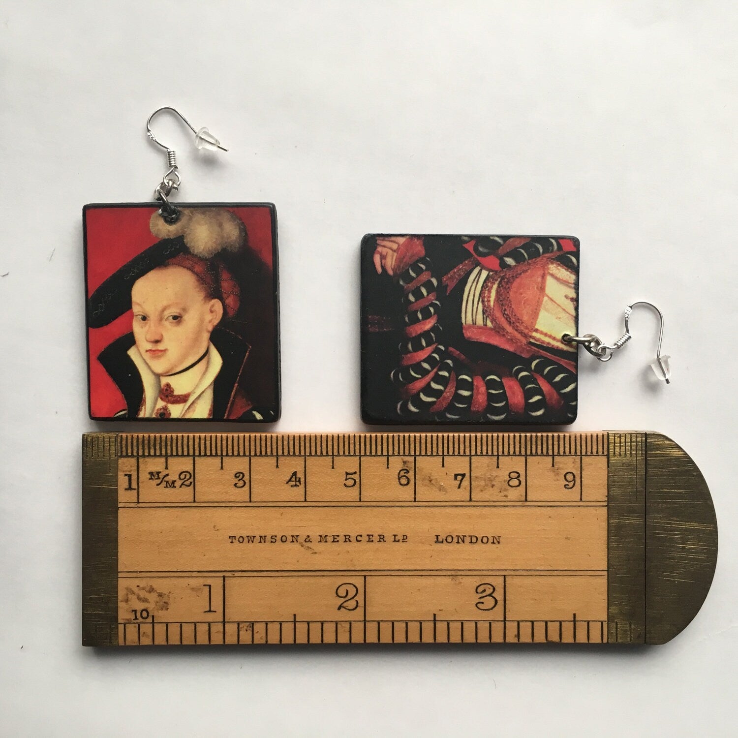 Museum-Inspired Sustainable Earrings Lucas Cranach art earrings Obljewellery