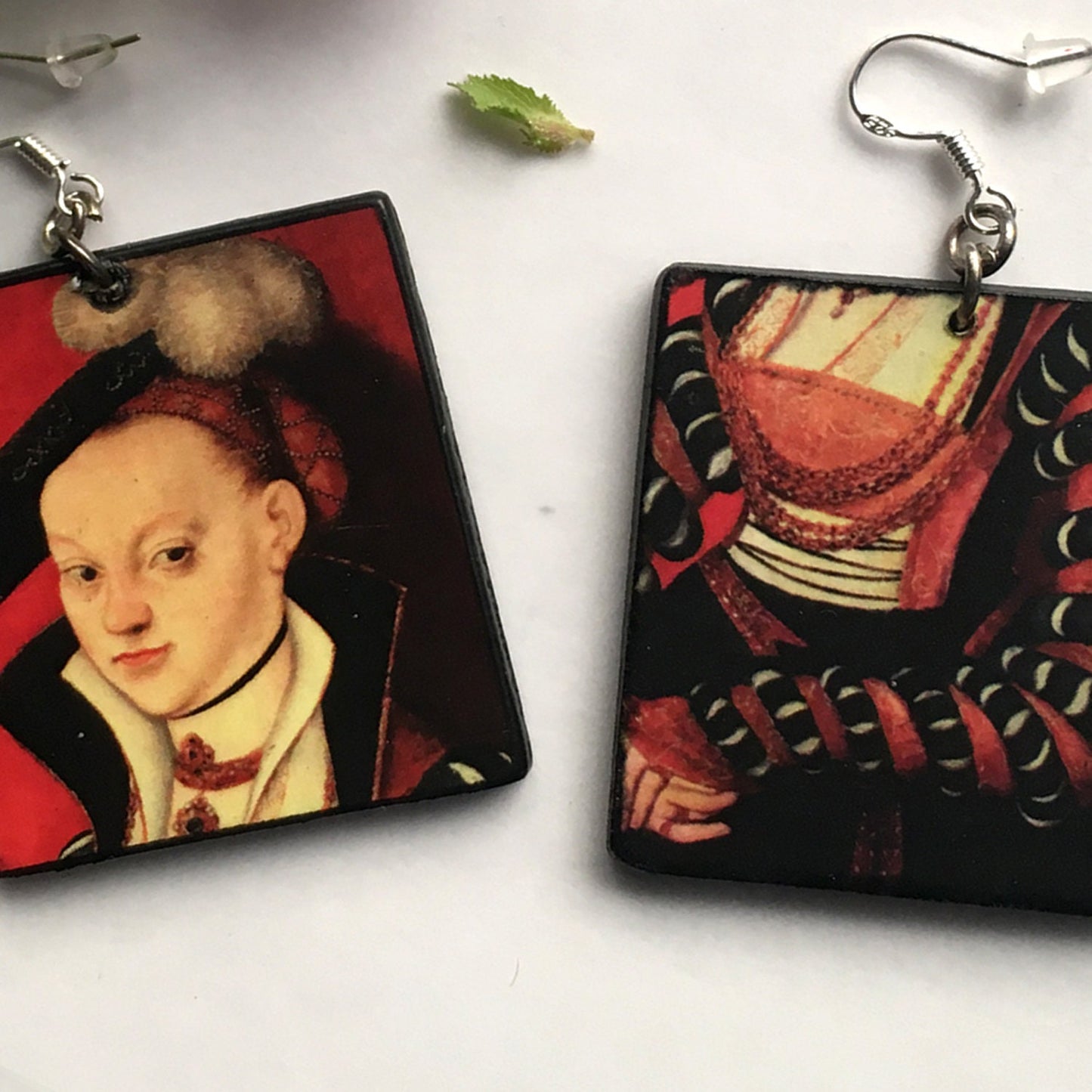 Museum-Inspired Sustainable Earrings Lucas Cranach art earrings Obljewellery