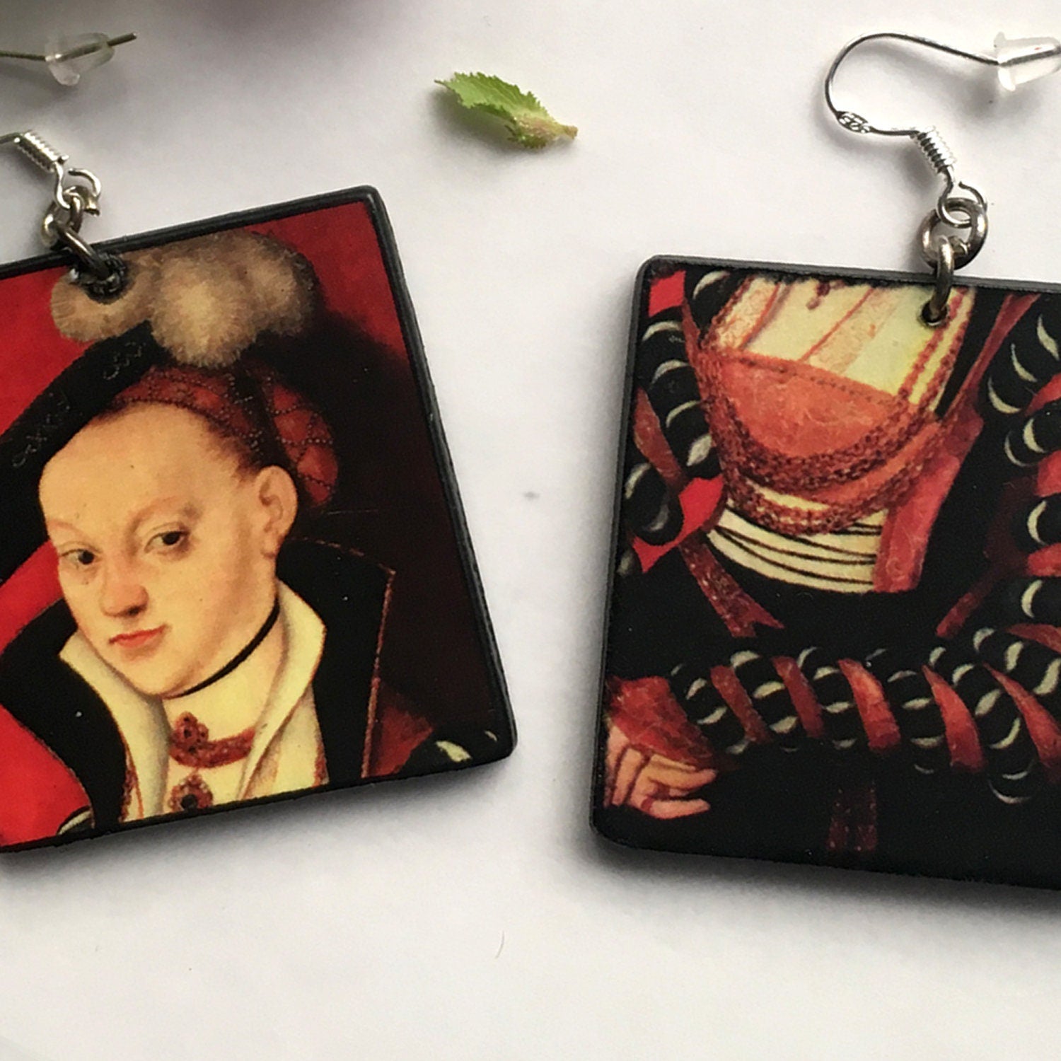 Lucas Cranach. Sustainable wood earrings with sterling silver hooks. Obljewellery Artsy gifts