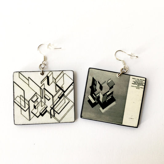 Museum-Inspired Sustainable Earrings De Stijl, Theo van Doesburg art earrings. Obljewellery