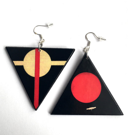 Museum-Inspired Sustainable Earrings Asymmertrical art inspired earrings Obljewellery