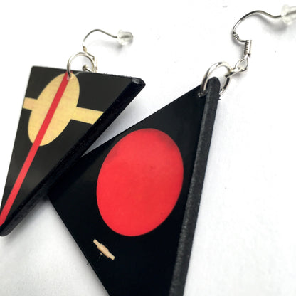 Museum-Inspired Sustainable Earrings Asymmertrical art inspired earrings Obljewellery