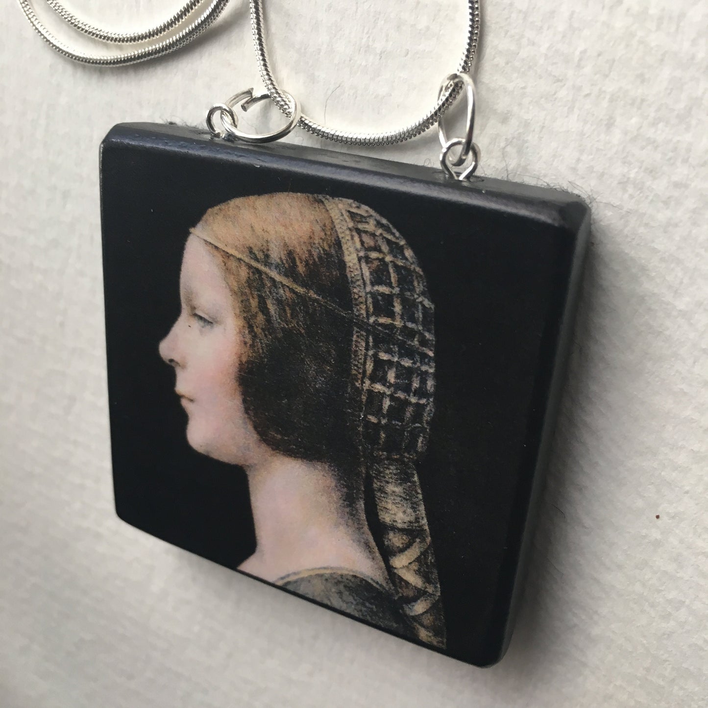 Museum-Inspired Sustainable Necklace Personalized Necklace,Leonardo da Vinci -Inspirational Gift- Square Choker. Obljewellery