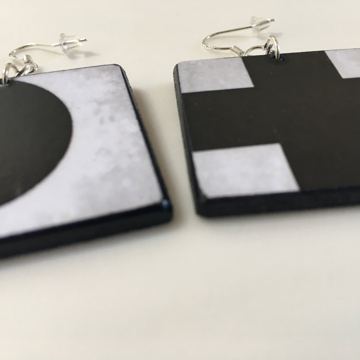 Museum-Inspired Sustainable Earrings Kazimir Malevic. geometric, minimalist, aesthetic earrings. Obljewellery