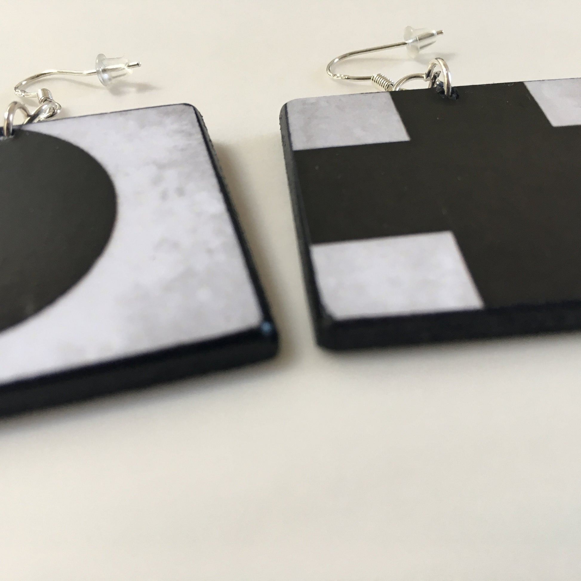 Museum-Inspired Sustainable Earrings Kazimir Malevic. geometric, minimalist, aesthetic earrings. Obljewellery