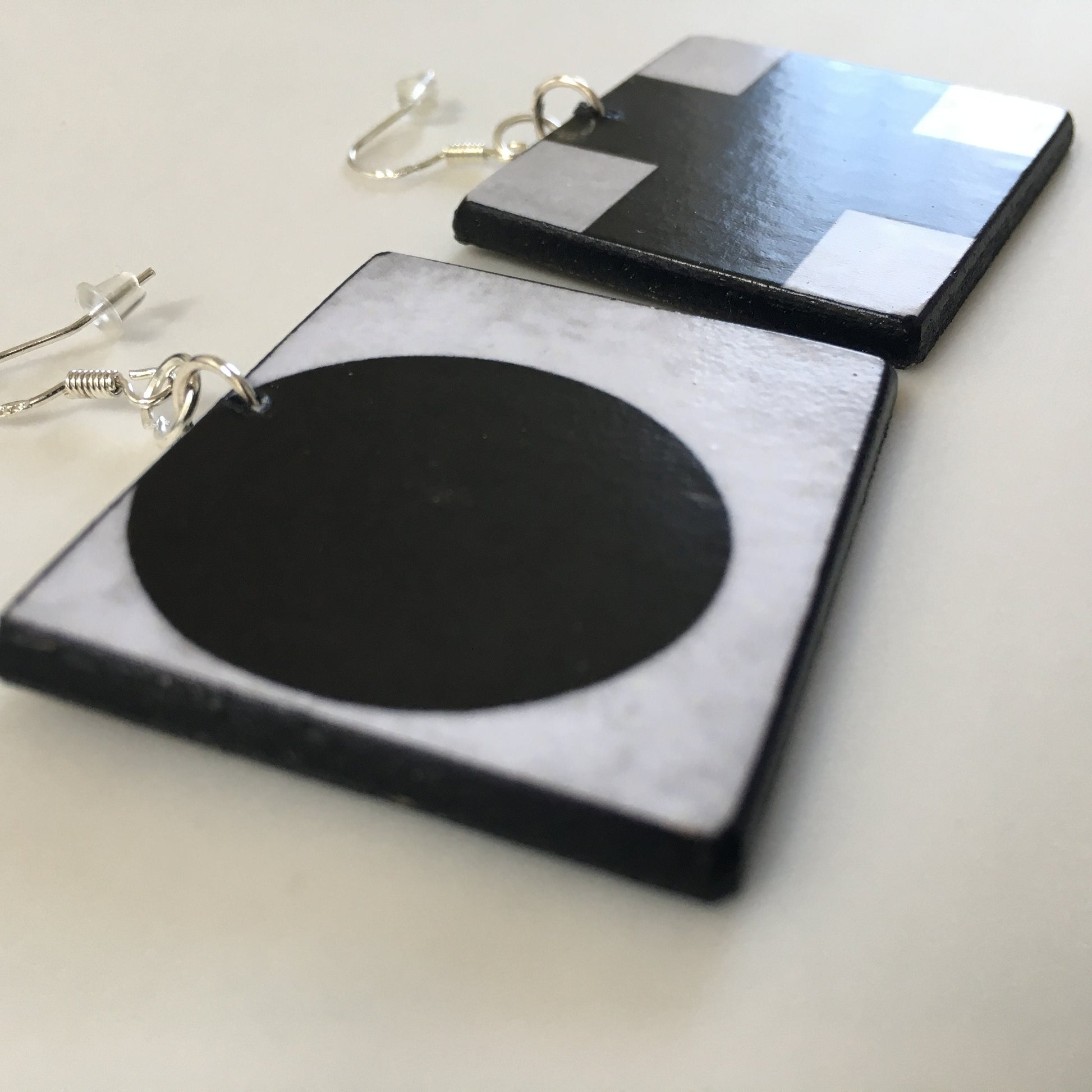Museum-Inspired Sustainable Earrings Kazimir Malevic. geometric, minimalist, aesthetic earrings. Obljewellery