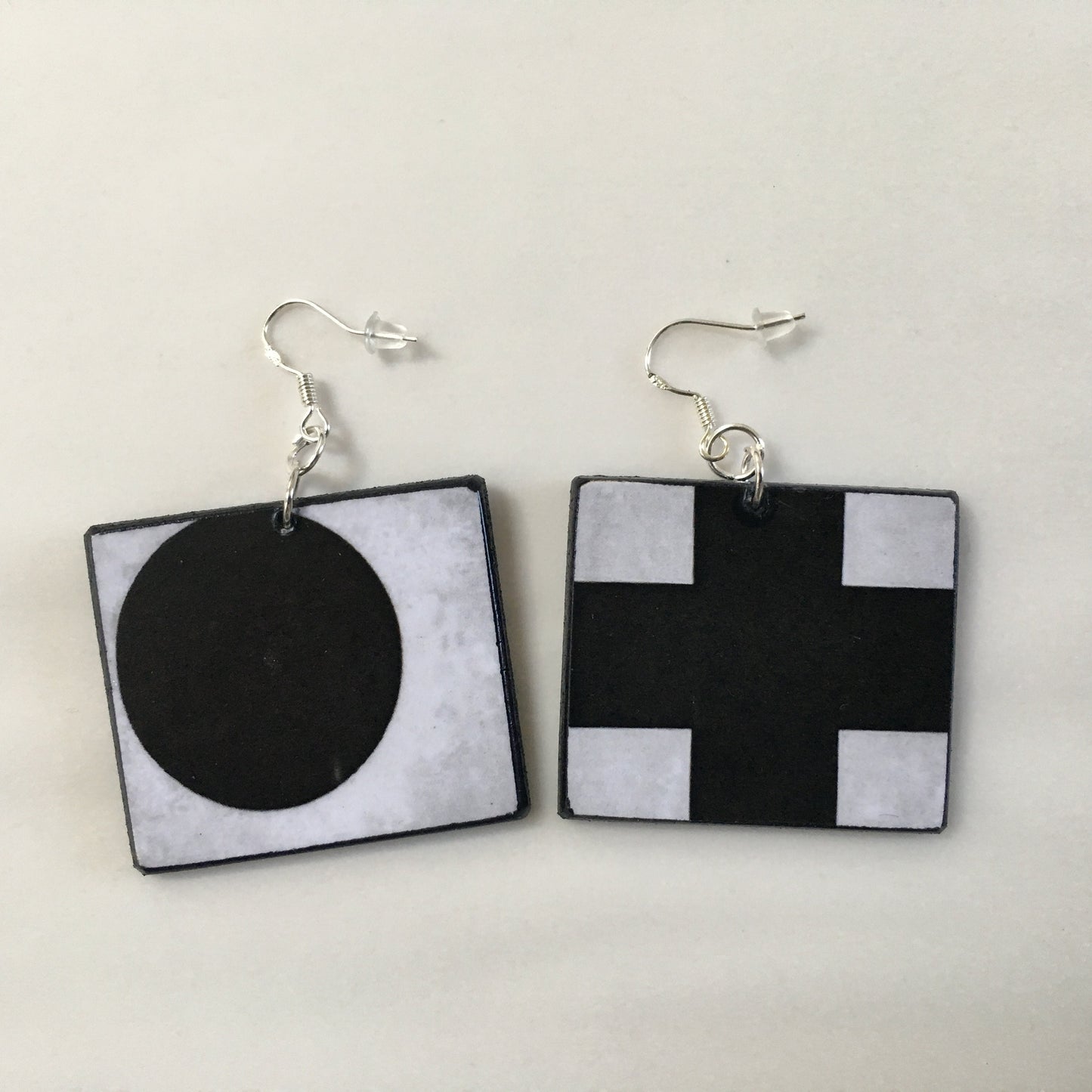 Museum-Inspired Sustainable Earrings Kazimir Malevic. geometric, minimalist, aesthetic earrings. Obljewellery