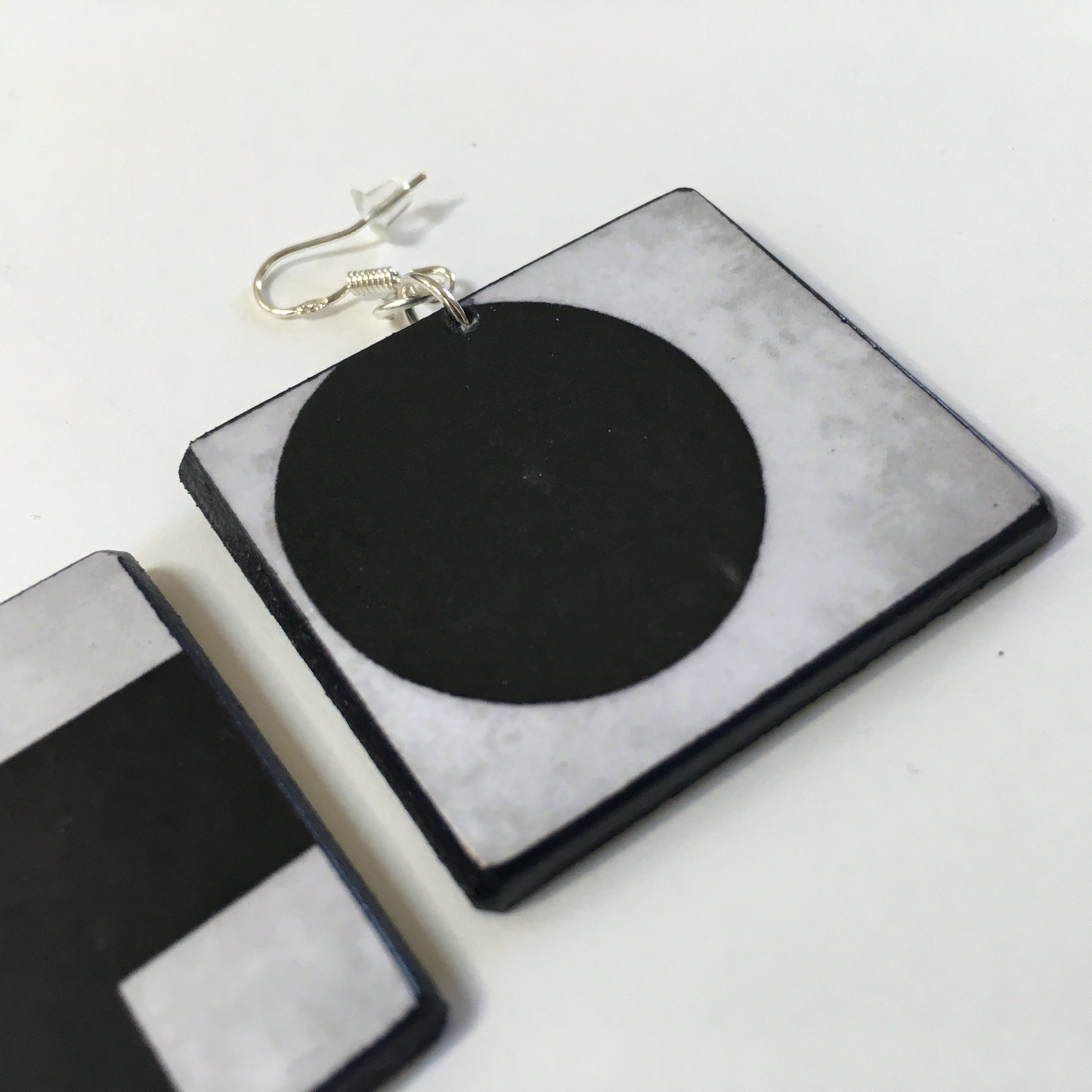 Museum-Inspired Sustainable Earrings Kazimir Malevic. geometric, minimalist, aesthetic earrings. Obljewellery