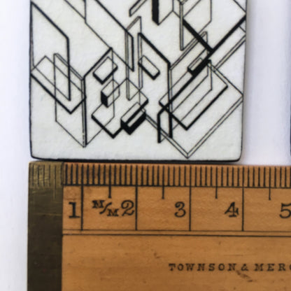 Museum-Inspired Sustainable Earrings De Stijl, Theo van Doesburg art earrings. Obljewellery
