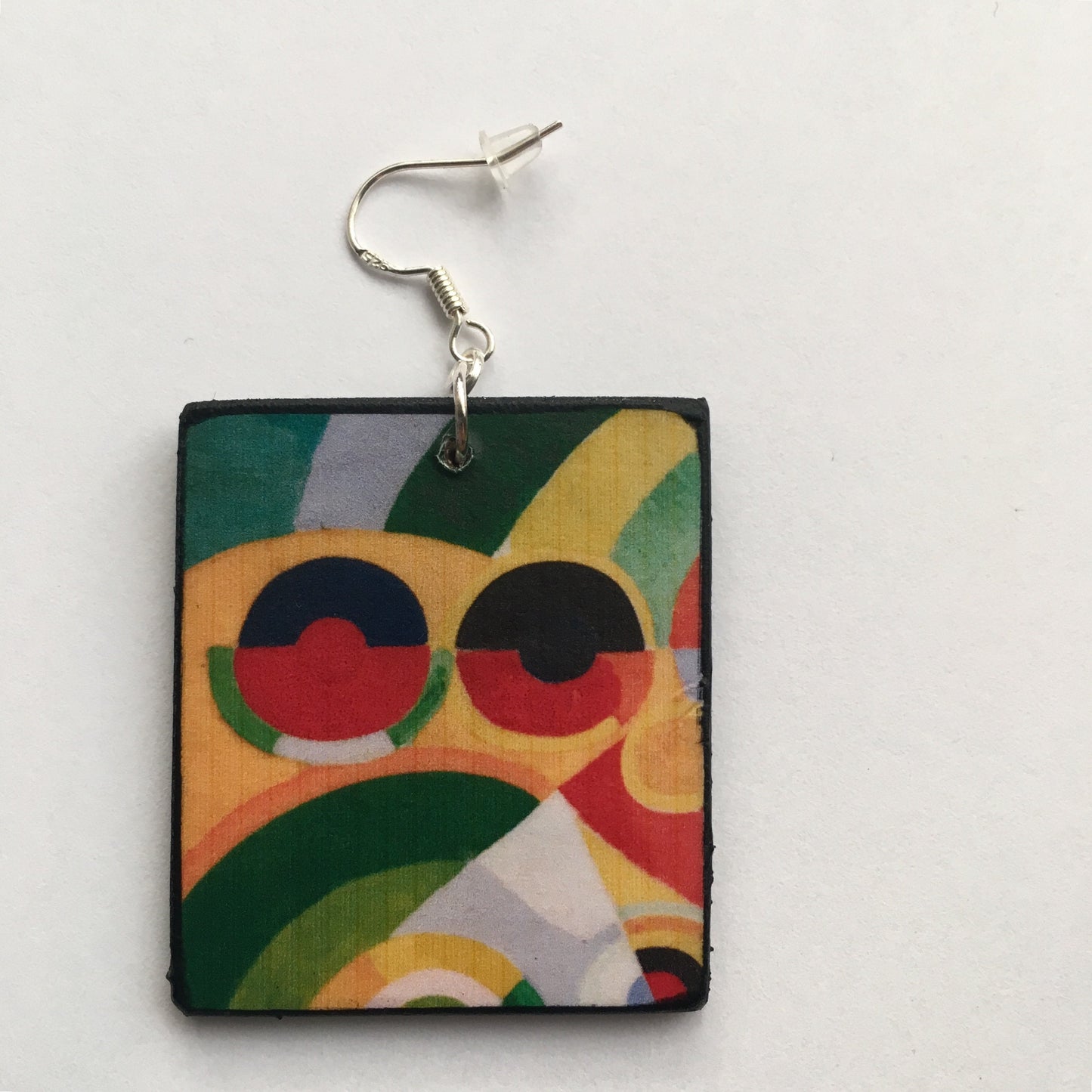 Museum-Inspired Sustainable Earrings Colourful Earrings, geometric art on wood earrings. Obljewellery