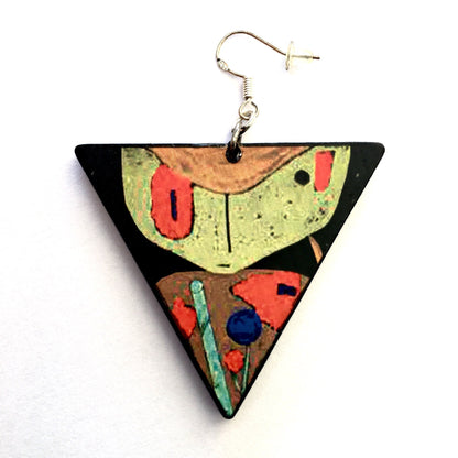 Museum-Inspired Sustainable Earrings Paul Klee, art earrings. Sustainable artsy gift. Obljewellery