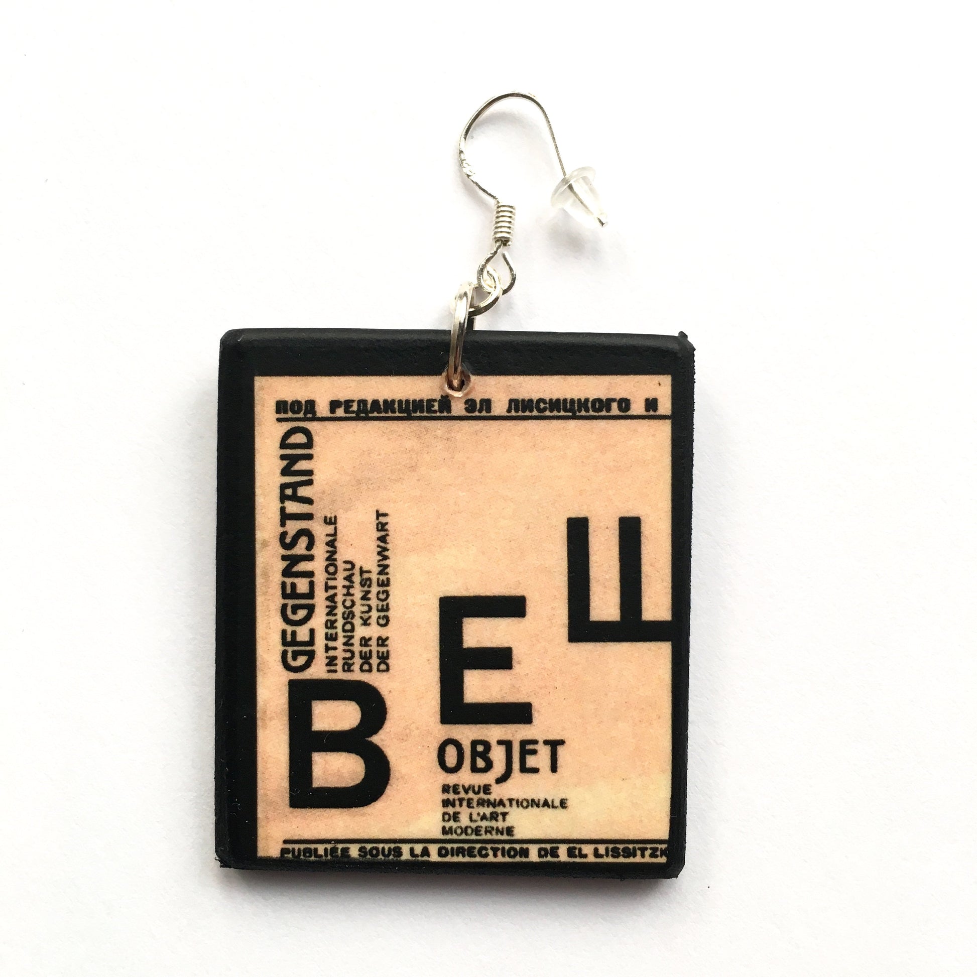Museum-Inspired Sustainable Earrings El Lissitzky magazine covers earrings Obljewellery