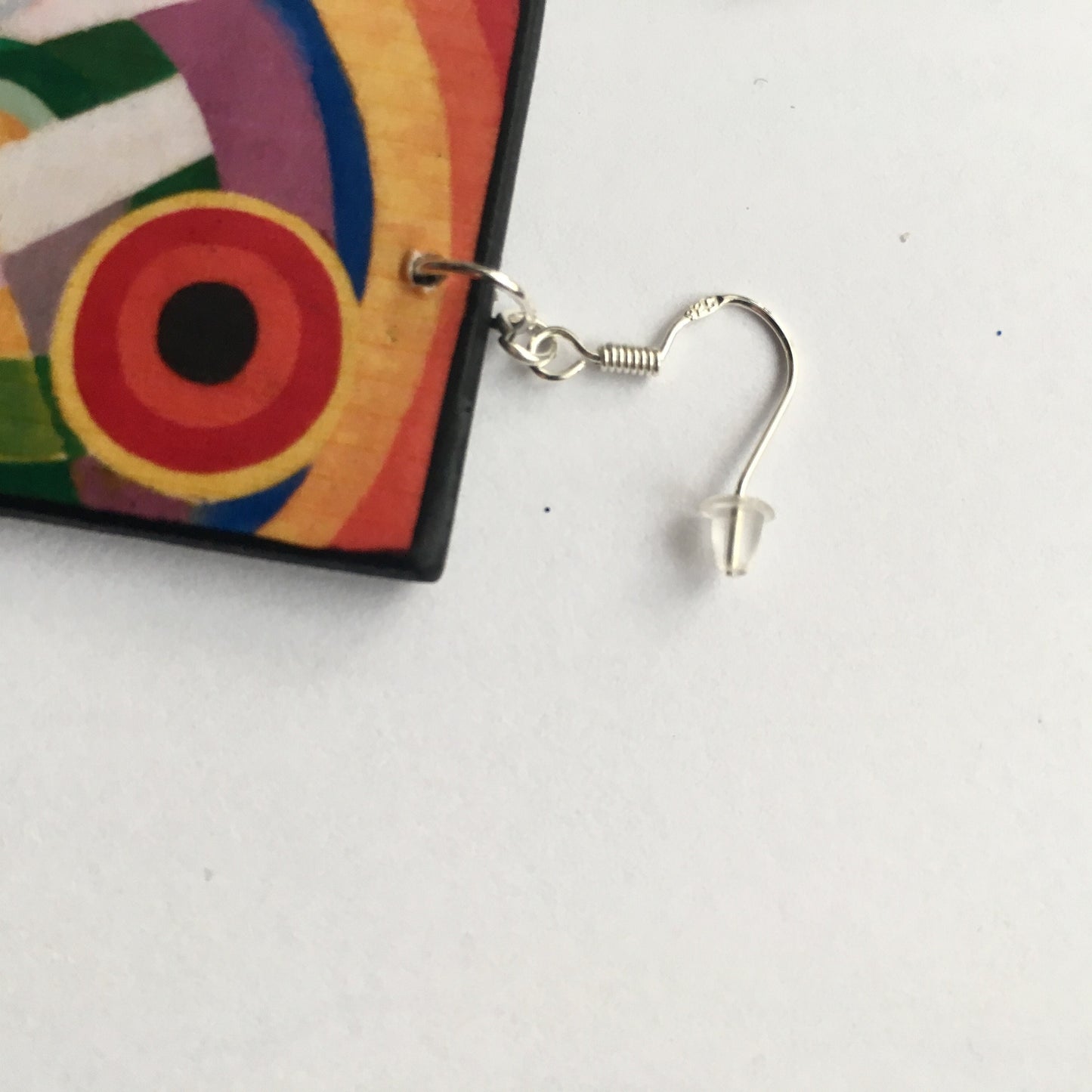 Museum-Inspired Sustainable Earrings Colourful Earrings, geometric art on wood earrings. Obljewellery