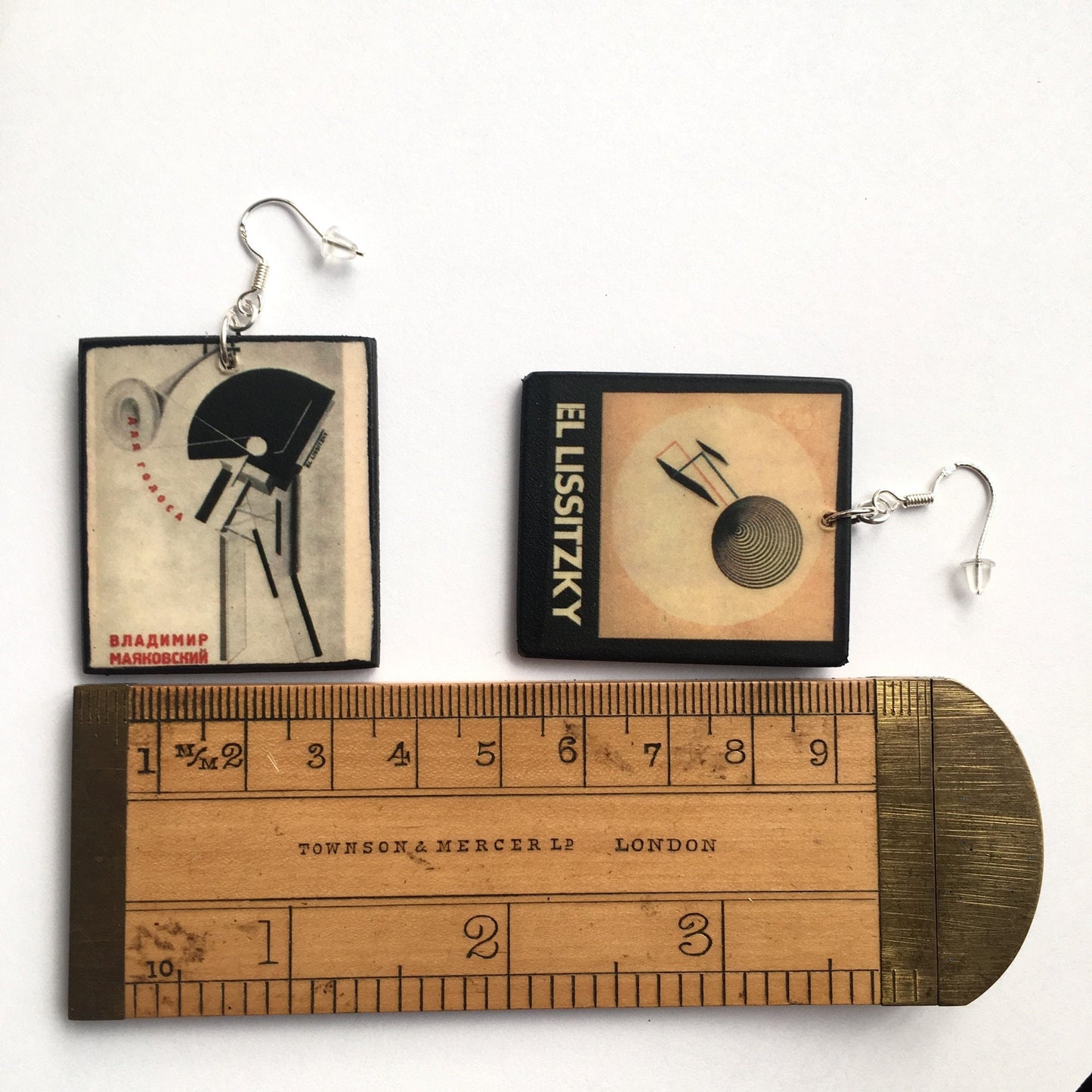 El Lissitzky, geometric art earrings. Art gift for her
