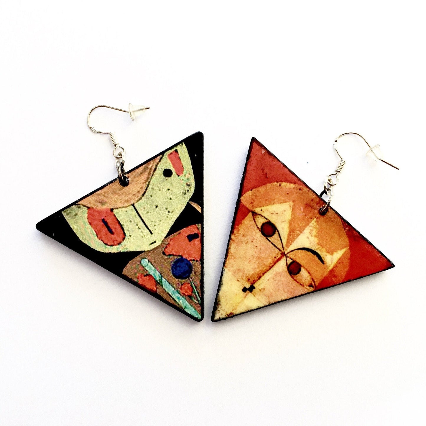 Museum-Inspired Sustainable Earrings Paul Klee, art earrings. Sustainable artsy gift. Obljewellery