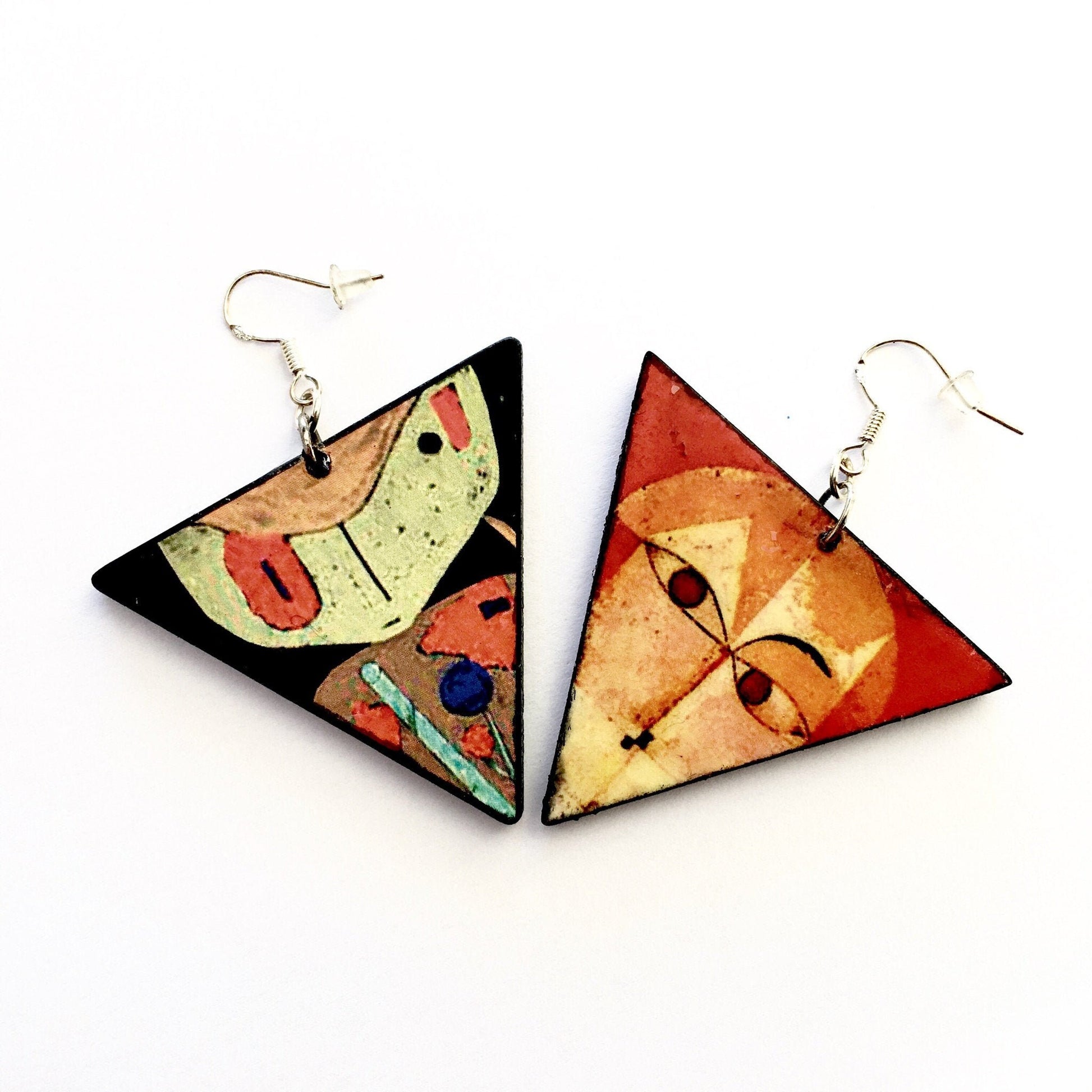 Museum-Inspired Sustainable Earrings Paul Klee, art earrings. Sustainable artsy gift. Obljewellery