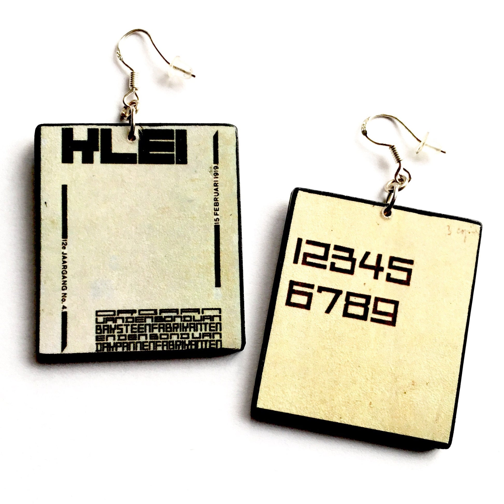 Museum-Inspired Sustainable Earrings Theo Van Doesburg, inspired art earrings Obljewellery