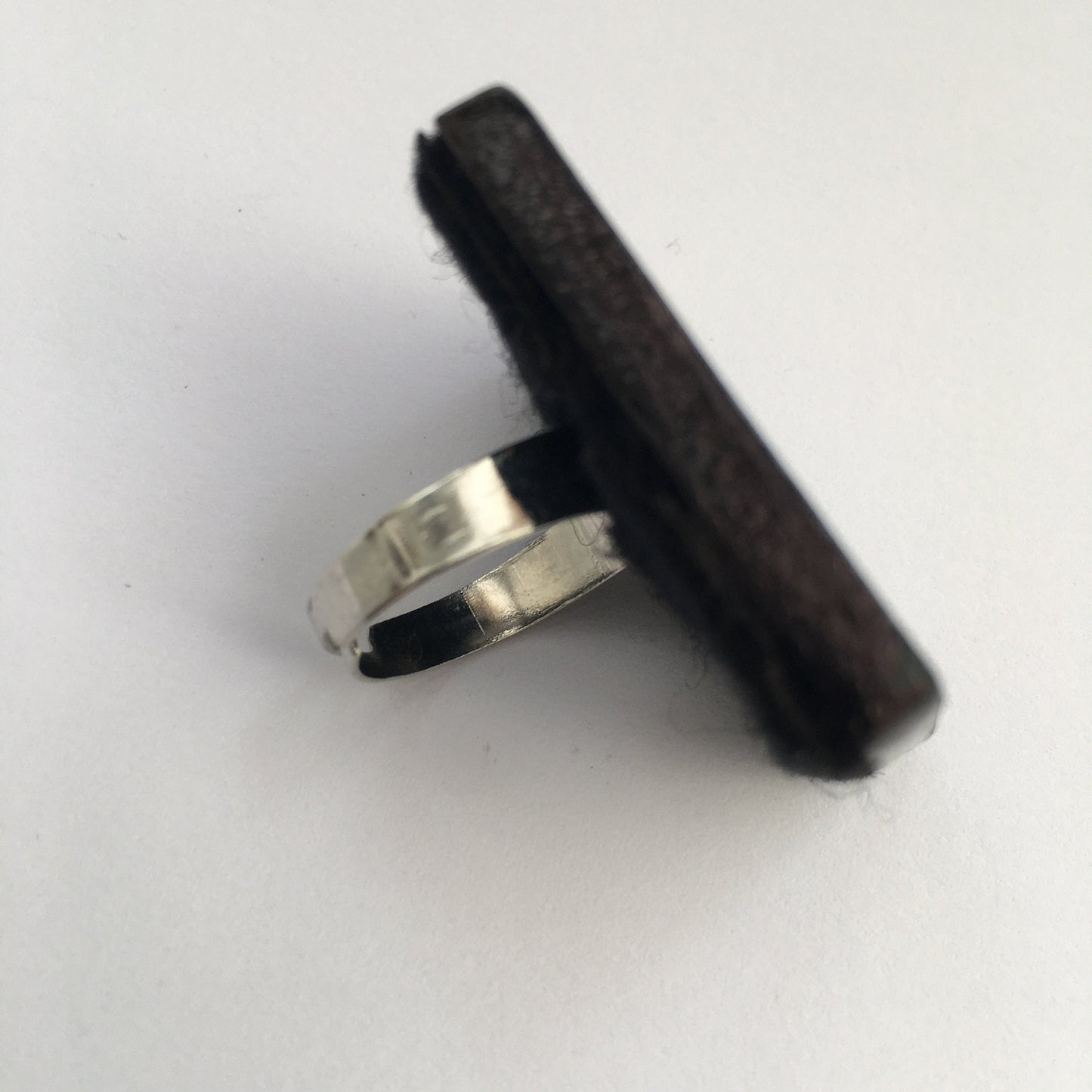 Museum-Inspired Sustainable Brooches Muybridge art. Big, black and white ring. Wooden art, adjustable ring. Obljewellery