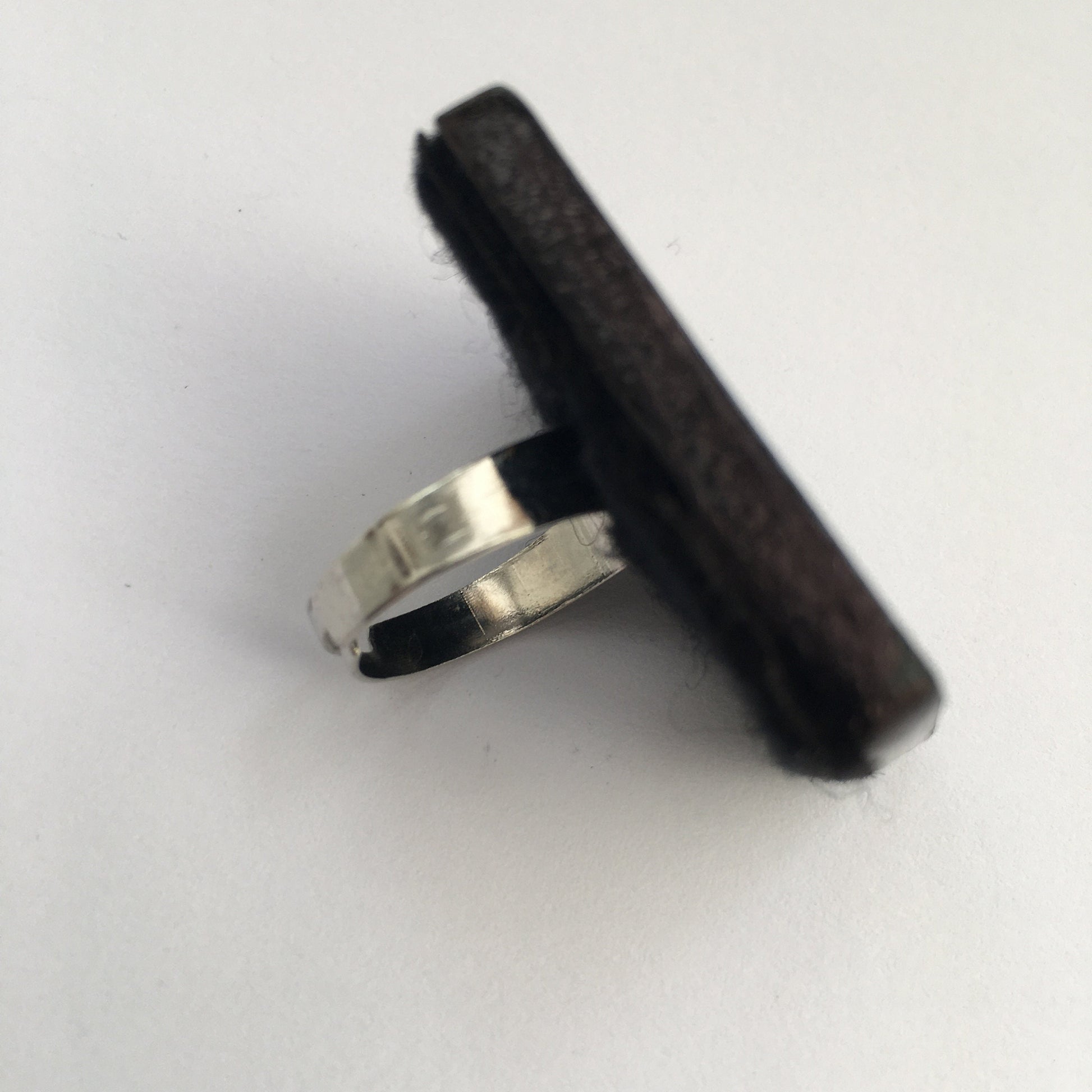 Museum-Inspired Sustainable Brooches Muybridge art. Big, black and white ring. Wooden art, adjustable ring. Obljewellery