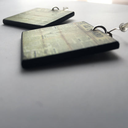 Museum-Inspired Sustainable Earrings Funky, wooden and sterling silver hooks earrings. Le figaro aesthetic earrings. Obljewellery