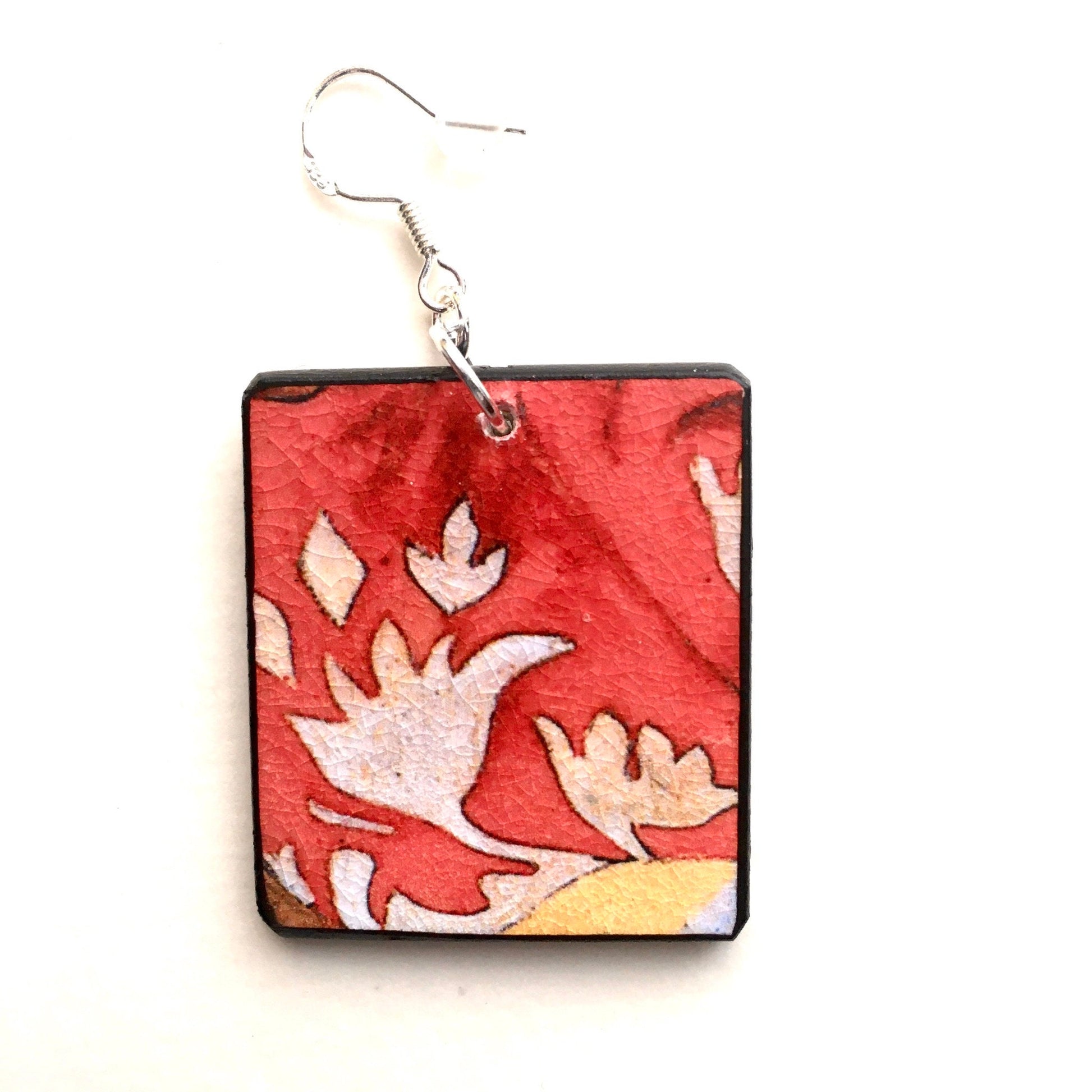Museum-Inspired Sustainable Earrings Paul Gauguin earrings. White flowers, fine art gift . Mismatched earrings Obljewellery