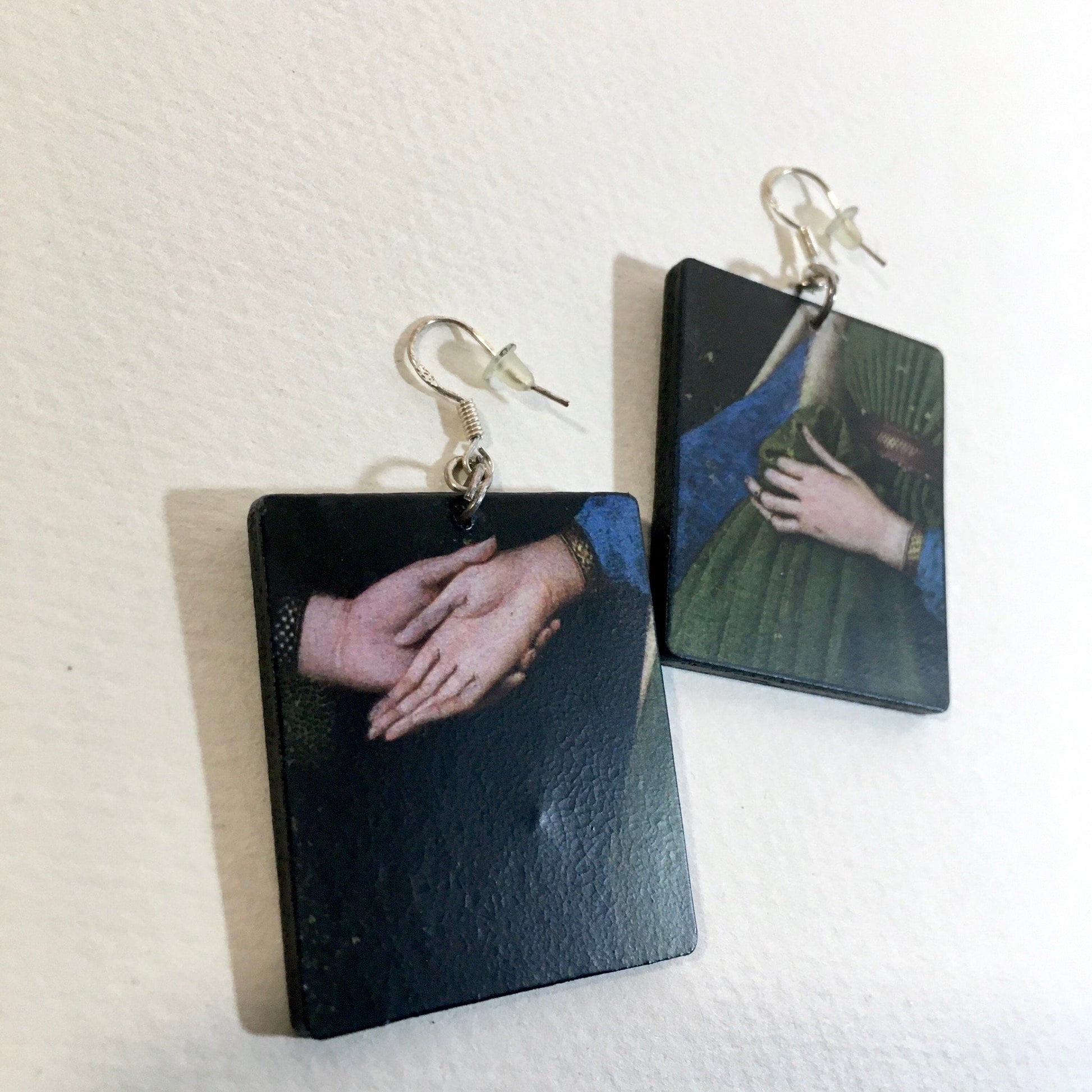 Museum-Inspired Sustainable Earrings Jan Van Eyck mismatched art earrings Obljewellery